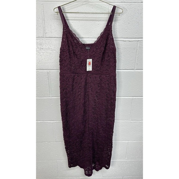 NWT Torrid Lace Overlay Bodcon Spaghetti Strap Dress / Purple / 1X - Picture 2 of 7